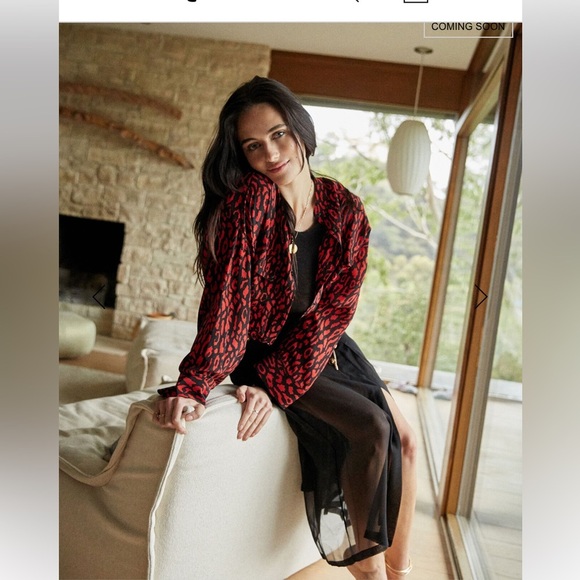 The kooples silk oversized shirt with red leopard print on website old money - Picture 2 of 7